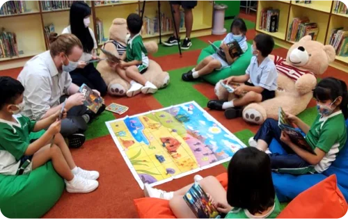 children playing with mochi