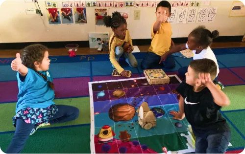 children playing with mochi